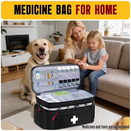 2-Layer First Aid Bag Empty 15¾"H x 9½"W x 7" H Black - color: Black