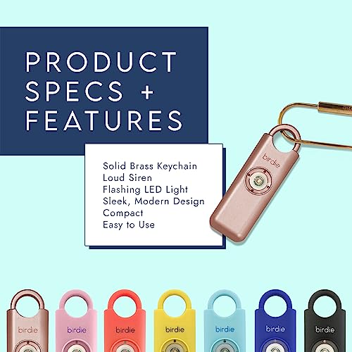 She’s Birdie–The Original Personal Safety Alarm for Women by Women–Loud Siren, Strobe Light and Key Chain in a Variety of Colors (Metallic Rose) - color: Metallic Rose