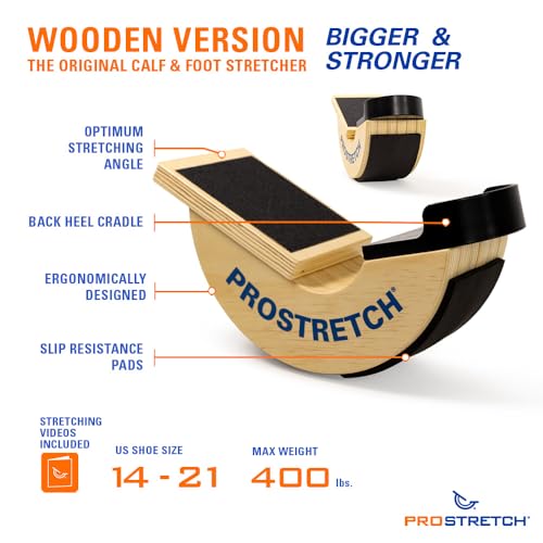 ProStretch Wooden, Calf Stretcher for Plantar Fasciitis & Tight Calves