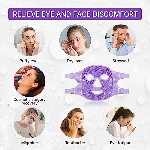ZNÖCUETÖD Face Ice Mask Facial Ice Packs Gel Hot Cold Compress for Women - color: Purple
