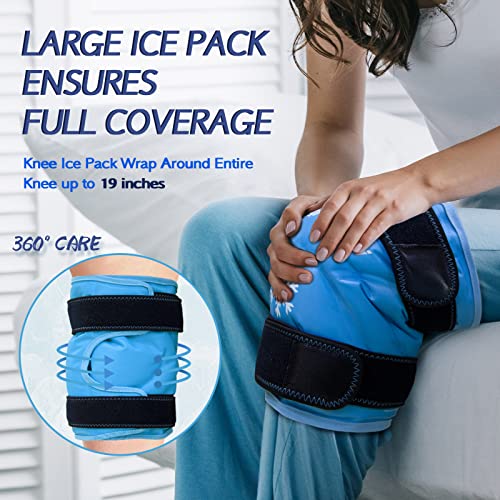 KingPavonini XXL Knee Ice Pack Wrap Around Entire Knee, 1 Pack, Sky-Blue - style: Sky-blue