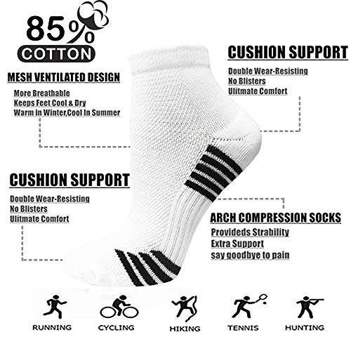 Sooverki Copper Compression Socks Women and Men 6 Pairs - Circulation Arch Support Plantar Fasciitis Running Ankle Socks - color: A8 - 6 White, size: Small-Medium