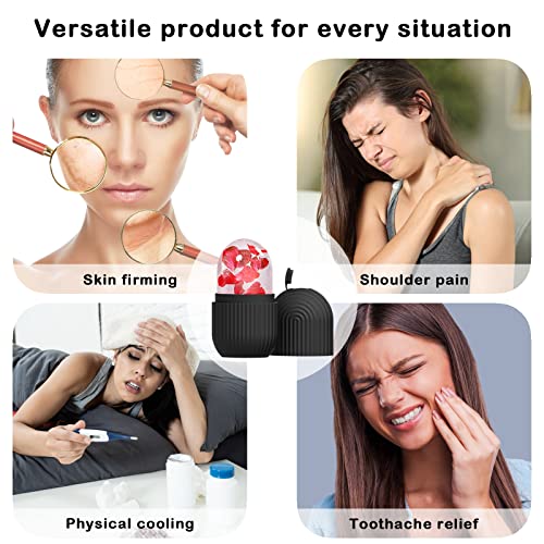 ice face roller, ice mold for face and Eyes, Reusable Massage Silicone Beauty Tool, Naturally Conditioning And Skin Care, De-Puff Eye Bags, Reduce Migraine Pain (Black) - color: Black