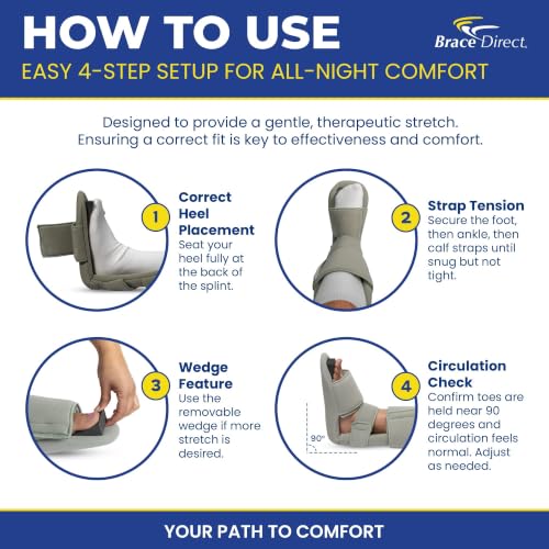 Brace Direct 90 Degree Night Splint, Sleeping Boot for Plantar Fasciitis - size: XL