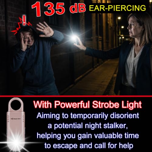 Rechargeable 135dB Personal Alarm - Ultra Bright Flashlight & Strobe Light - color: Purple