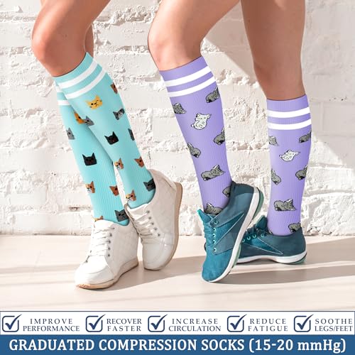 FEYHAY Copper Compression Socks (3 Pairs) 15-20 mmHg Circulation is Best Athletic & Daily for Men & Women, Running, Climbing - color: 28 Pattern 1, size: Large-X-Large