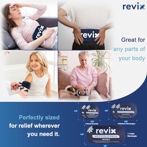 REVIX Ice Packs for Injuries, 5 Pack Hot & Cold Gel for Knee & Back, Navy - style: Navy-5 Pack
