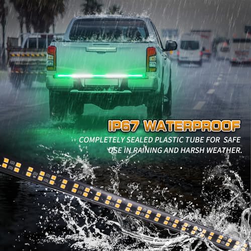 XRIDONSEN 60 inch Tailgate Lights Strip Green White Strobe Lights - color: Green/White
