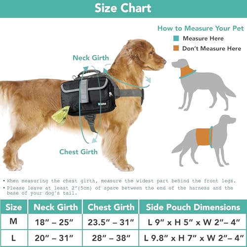 PetAmi Dog Backpack for Medium Large Dogs, Hiking Saddle Bag, Black - color: Black, size: Medium