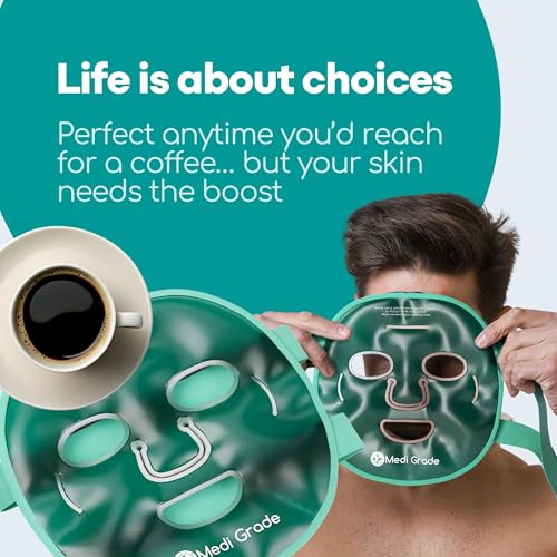 Medi Grade Face Ice Pack and Cooling Eye Mask Set, ChillGel Gel Mask, Green - color: Green