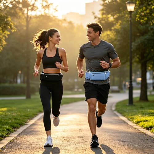 Running Belt with Water Bottle Holder, Large Fanny Pack for Men Women Girls Boys Kids Phone Carry Pouch,Flat Slim Waist Bag Fit Hydration Hiking Runner Walking Workout Gym Sport Travel - color: 03-Blue