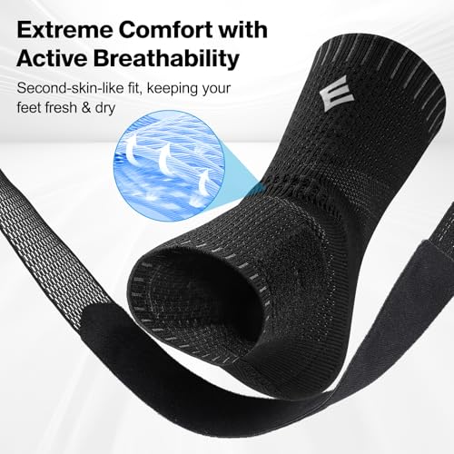 NEENCA Compression Ankle Sleeve with Removable Figure-8 Strap - color: Black, size: Medium