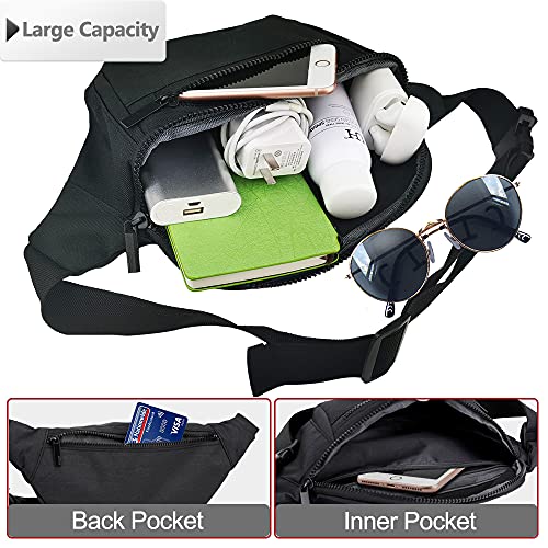 AIKENDO Fanny Pack for Men Women, Crossbody Waist Bag Pack Phone Bag - color: Black