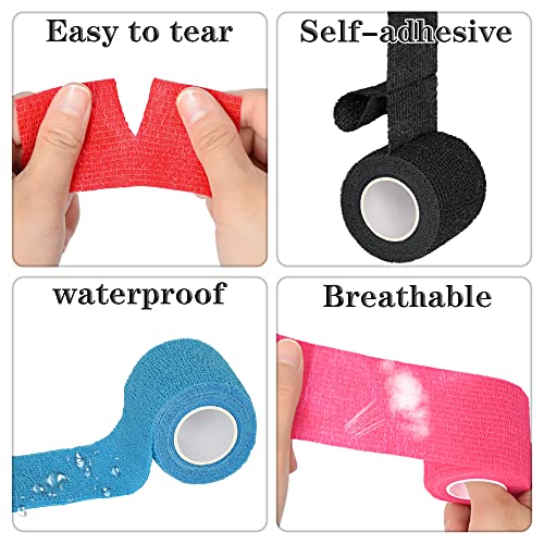 8 Pack 2 in x 5 Yards Cohesive Wrap Self Adhesive Bandage Wrap Elastic Self Adherent Bandage Self Stick Vet Tape for Athletic, Wrist, Ankle, Knees, Pets (Black) - color: Black, size: 2 Inch