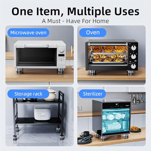 Adjustable Metal Microwave Riser, 1.7-2.9 Inch, Non-Slip, 4 Pack - color: Dark Gray