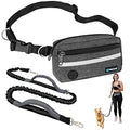 PetAmi Hands Free Dog Leash Waist Belt Bag Fanny Pack, Single, Dark Gray - color: Charcoal Grey, size: 1 Leash
