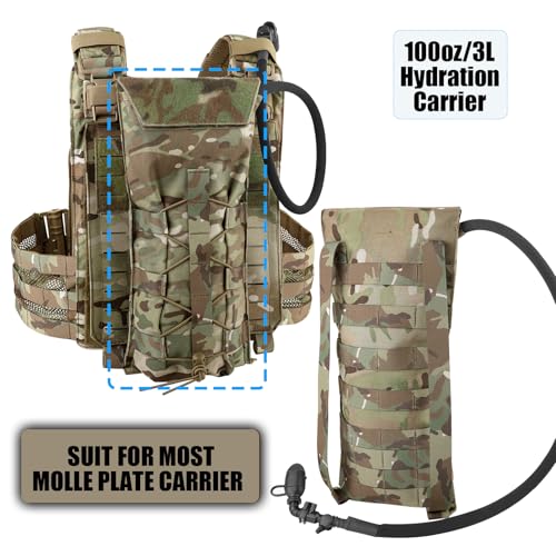 PETAC GEAR 1.5L / 3L Tactical Hydration Pack，Molle Carrier Pouch for 50 oz /100 oz Hydration Bladder Daypack Water Backpack. - color: MC, size: 3L bag only