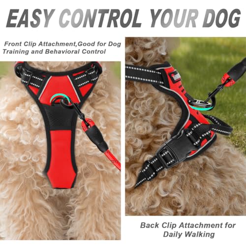 BARKBAY Dog Harness No Pull for Small Sized Dog Front Back Clips,Dog Vest - color: Red, size: X-Small(Chest:15.5-19.5”)
