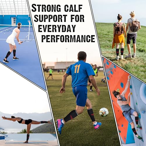 Calf Compression Sleeve – Leg Compression Sleeve for Men & Women – Black Support Sleeves for Sports, Travel & Recovery ,Splints, Pain Relief ,Varicose Veins, Nursing, Pregnancy and Running - size: Medium