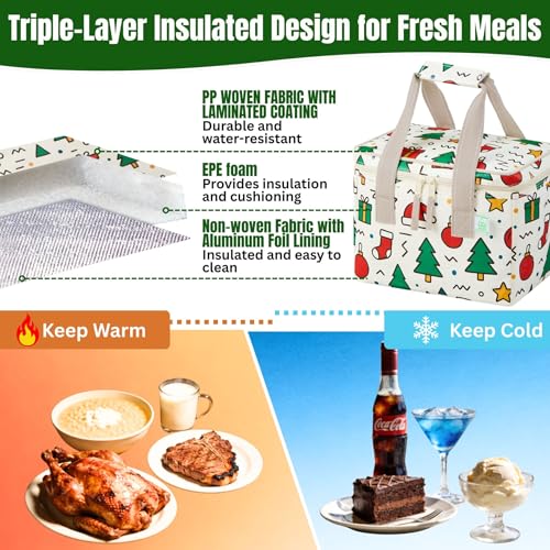 VENO 2 Pack Insulated Lunch Bags, 12 Can, Water-Resistant, Jingle Mix - color: Jingle Mix, size: 10.63"W x 8"H x 6.7"D - 2 Pack