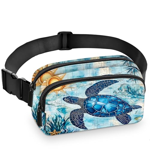 Sea Turtle Fanny Pack Women Fashion Belt Bag Waterproof Adjustable Strap Waist Pouch Casual Workout Travel Cycling Running - color: Bronze