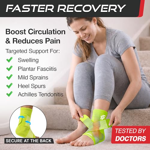 Sleeve Stars Ankle Brace Men & Women (Single/M:10"-12"/Neon Yellow Green) - color: Neon Yellow Green, size: Medium
