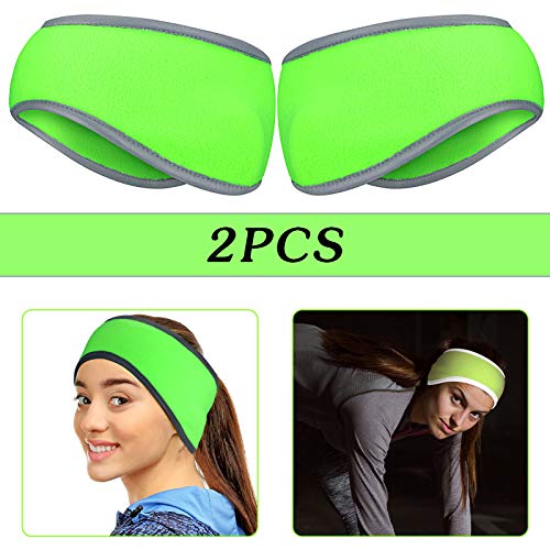 Geyoga 2Pcs Winter Running Ear Warmer Headband for Women Men - color: Fluorescent Green