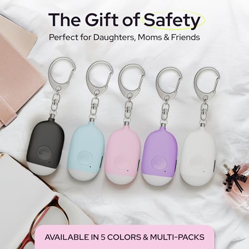Weten Rechargeable Personal Alarm Keychain - 130dB Siren & LED Light - 2 Pack Personal Safety Alert for Women to Carry - Panic Button Alarm for Security - Rape Whistle for Self Defense (Black&Pink) - color: H - Black&Pink