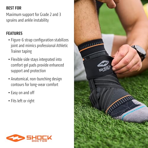 Shock Doctor Ultra Knit Ankle Brace W/Figure 6 Strap & Stays - size: X-Large