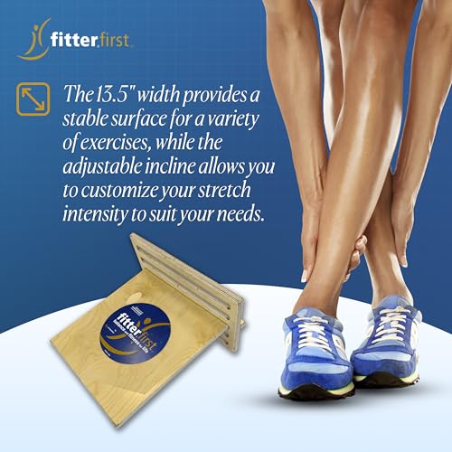 FitterFirst Wooden Slant Board -13.5 Inches Wide - Adjustable incline
