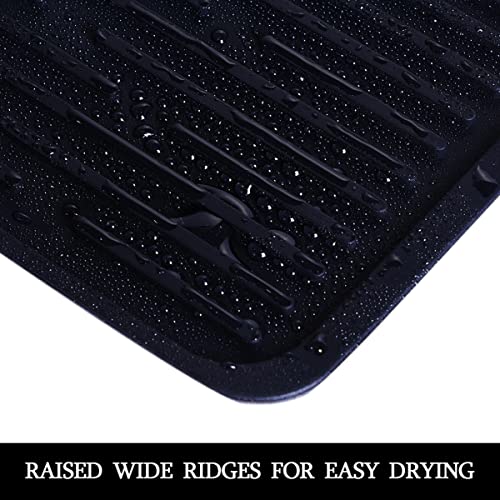 Small Dish Drying Mat, Silicone Dish Mats for Kitchen Countertop, 11.5"x9.1", for Rack Over the Sink, Pots, Pans, Glassware, Silverware, Stemware, Car Center Cap, Dishwasher safe, Reusable - color: M (11.5" x 9.1") Black