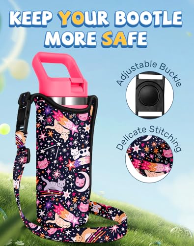 Miss Adola Kids Water Bottle Carrier, 14-20 Oz, Star Cats - color: Star Cats, size: Fits for 14-20 oz
