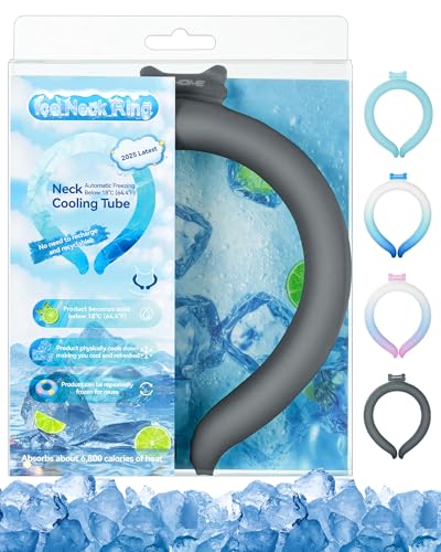 Neck Cooling Tube Wraps Ice Ring Neck Cooler Personal Ice Pack Wrap for Hot Weather Gel Reusable Wearable Gel Cooling for Summer Heat Hot Flashes Freezer Below 64.4℉ - color: Gray