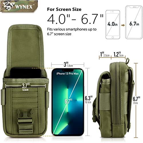 WYNEX Tactical Phone Pouch Molle, EDC Phone Holster, Small Admim Pouch - color: Army Green
