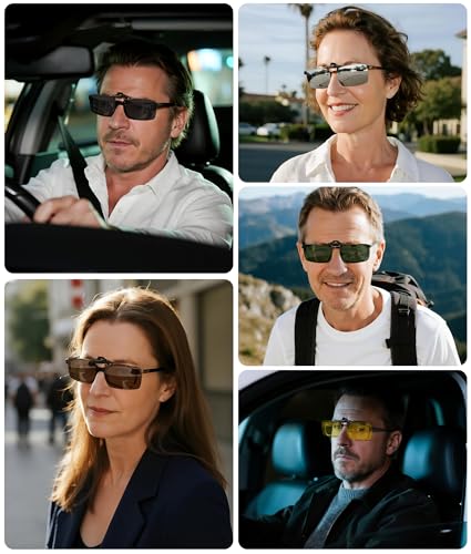 MEETSUN Polarized Clip On Sunglasses for Men Women, Fit Over Glasses - color: 4pack-black+blue+dark Green+night Vision
