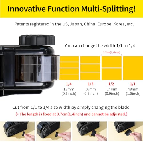 [TENDO°] TENDO Multi-Section Tape Dispenser, Custom Width Tape Cutter with 4 Cutting Sections, Built-in Safety Blade, Ergonomic Grip for Packing and Office Use, ZO-508(Black) - color: Black
