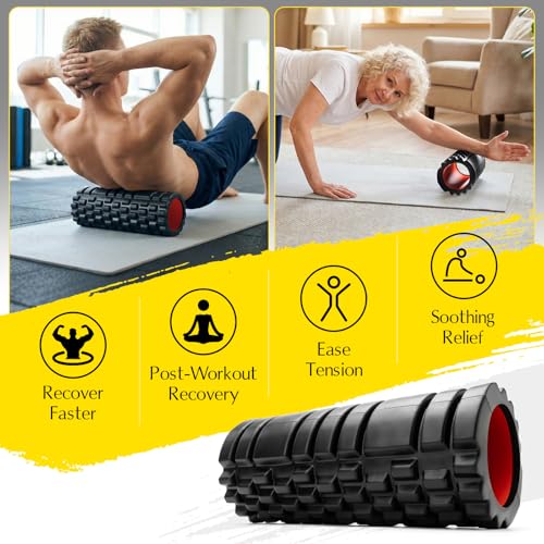 Foam Roller, Deep Tissue Muscle Massage for Exercise and Recovery - color: Black