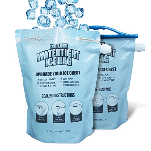 Large Leakproof Ice Bag. Reusable Ice Pack for Cooler - Long Lasting Instant Cooler Ice Packs - Drop in Cubed Ice to Make Cold, Dry Freezer Packs for Coolers - Drink Your Ice When It Melts - size: Large (96 fl oz) / 2 Pack