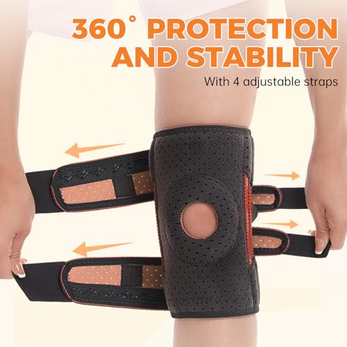 Knee Brace for Meniscus Tear, Arthritis, ACL & Knee Pain, Adjustable Support with Dual Side Stabilizers for Injury Recovery Black Size M (13.8-21") - size: Medium