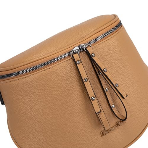 Montana West Crossbody Bag for Women, Vegan Leather Bum Bag with Coin Purse - color: Camel