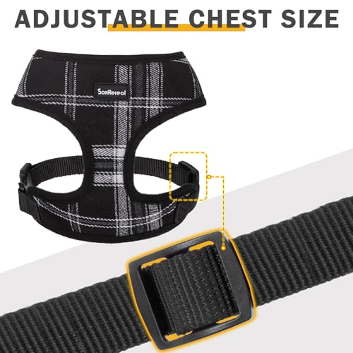 SCENEREAL No Pull Dog Harness and Leash Set Small Medium Sized Dog - color: Black & White, size: XS: Chest Girth: 10"-14"