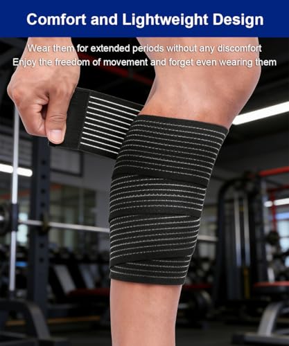 SUJAYU Calf Compression Sleeve Elastic Bandage Wrap, 2 Pack Leg Compression Shin Splint Compression Sleeve Shin Splint Relief, Leg Wraps Calf Compression Sleeve Women Men