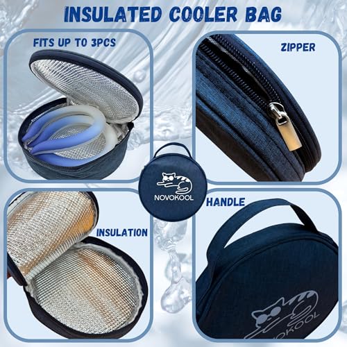 2 Pack Neck Cooling Tube with Insulated Bag - Reusable Ice Ring Neck Cooler Indoor Outdoor - Wearable Cooling Ring - Relief for Summer and Hot Flashes - Ice Ring Freezes Under 64℉(2 Blue Gradient) - color: 2 Pack Blue Gradient