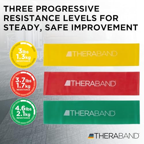 THERABAND Resistance Bands Set, Elastic Bands for Exercise & Physical Therapy, Strength Training for Upper & Lower Body Fitness - size: 3 Pack, style: Latex Beginner
