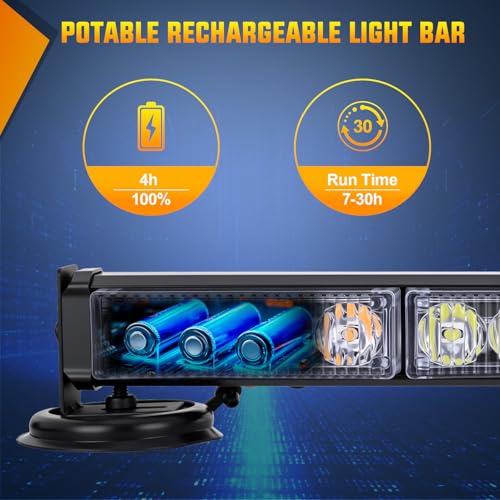 Nilight 12LED Wireless Amber White Strobe Light 14" Magnetic Mount 12V - color: Amber & White