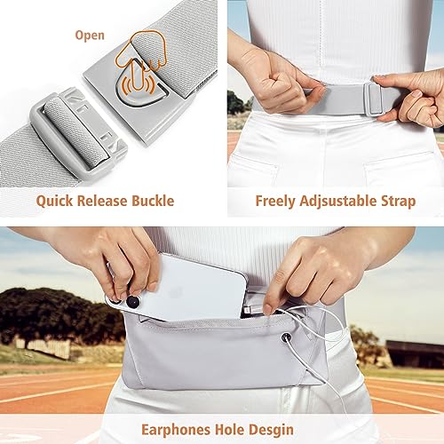 WHIPPY Slim Running Belt Fanny Pack for Women Men Elastic Runners Belt Waist Pouch Chest Bag Phone Holder Waist Pack for Running Hiking - color: 3-Grey