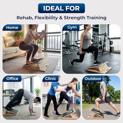 Adjustable Wooden Slant Board for Calf Stretching and Squats