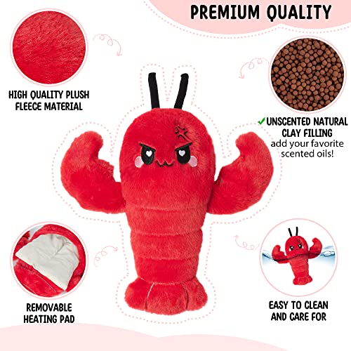 Crustacean Microwavable Unscented Heating Pad for Women - Warm Cozy Plush Heatable Stuffed Toy Animal - Hot and Cold Heat Bag Gift for Women and Girls - color: Angry Crustacean