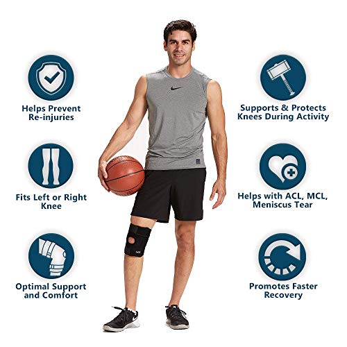 ComfiLife Knee Brace for Knee Pain Relief – Neoprene Knee Brace for Working Out, Running, Injury Recovery – Side Stabilizers – 3 Point Adjustable Compression – Open Patella Support,Non-Slip (X-Large) - size: X-Large (Pack of 1)