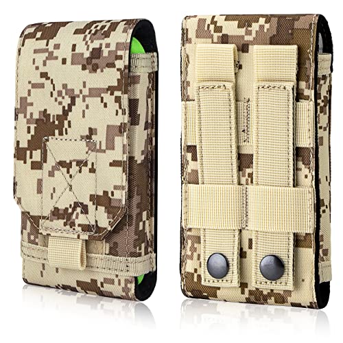 Tactical Molle Phone Holster Pouch, Universal Belt Waist Bag for iPhone 18 Pro Max/17 Pro/17/16 Pro Max/15 Pro Max/14 Pro Max/13, Samsung S26 Ultra/S25/S24, Size L - color: Desert Camo(1 Pack)